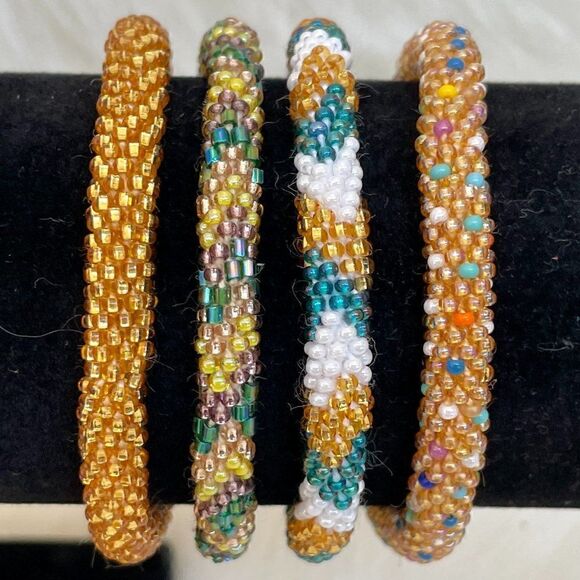 HAND CRAFTED in Nepal Beaded Bracelets (set of 4) #212 - Picture 1 of 4